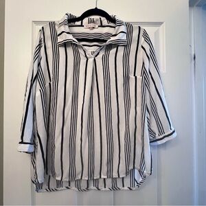 Black and White Striped Women's Top